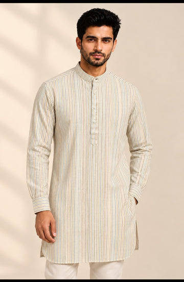 Translation missing: en.Multicolor Striped Cotton Slub Kurta