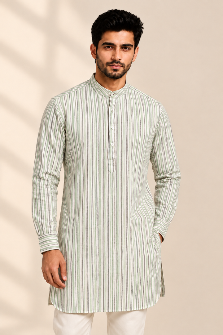 Translation missing: en.Multicolor Striped Cotton Slub Kurta