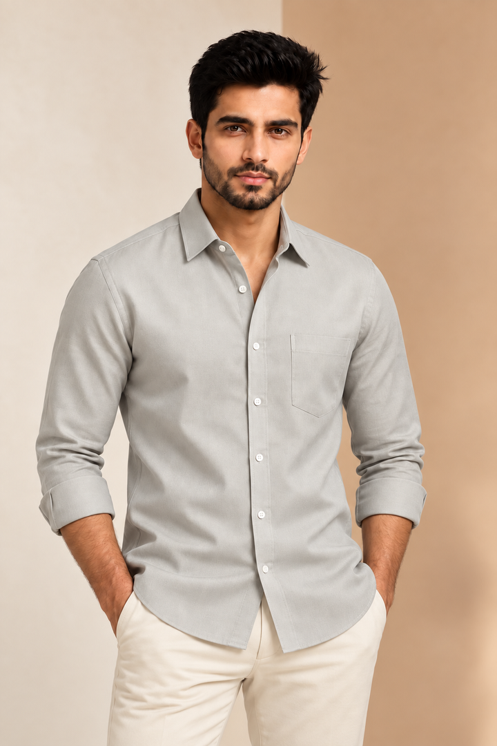 Translation missing: en.Pale Silver-Grey Premium Bamboo Cotton Shirt