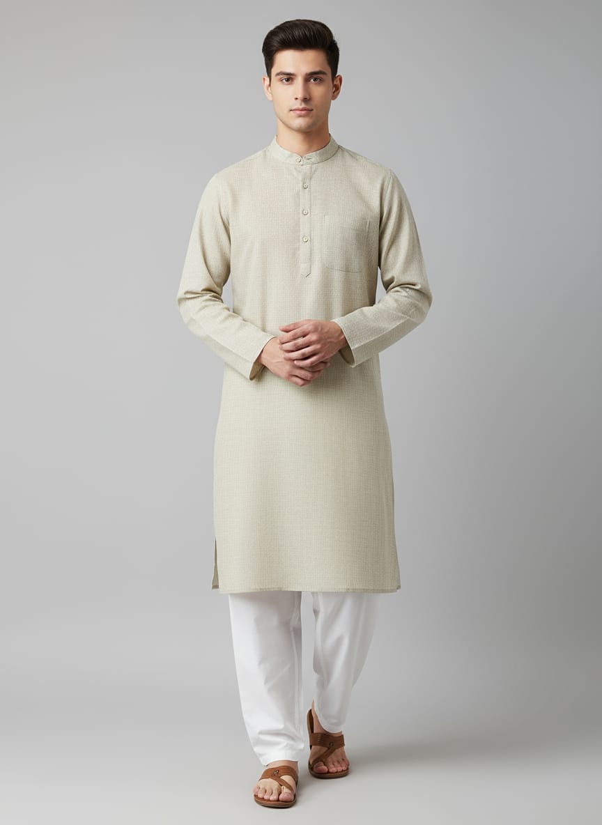 Men's Cotton Blend Khadi Look Kurta