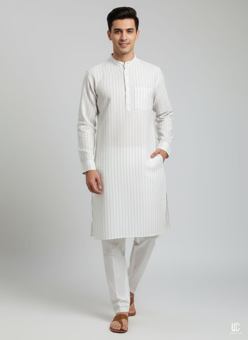 Men's Linen Striped Kurta