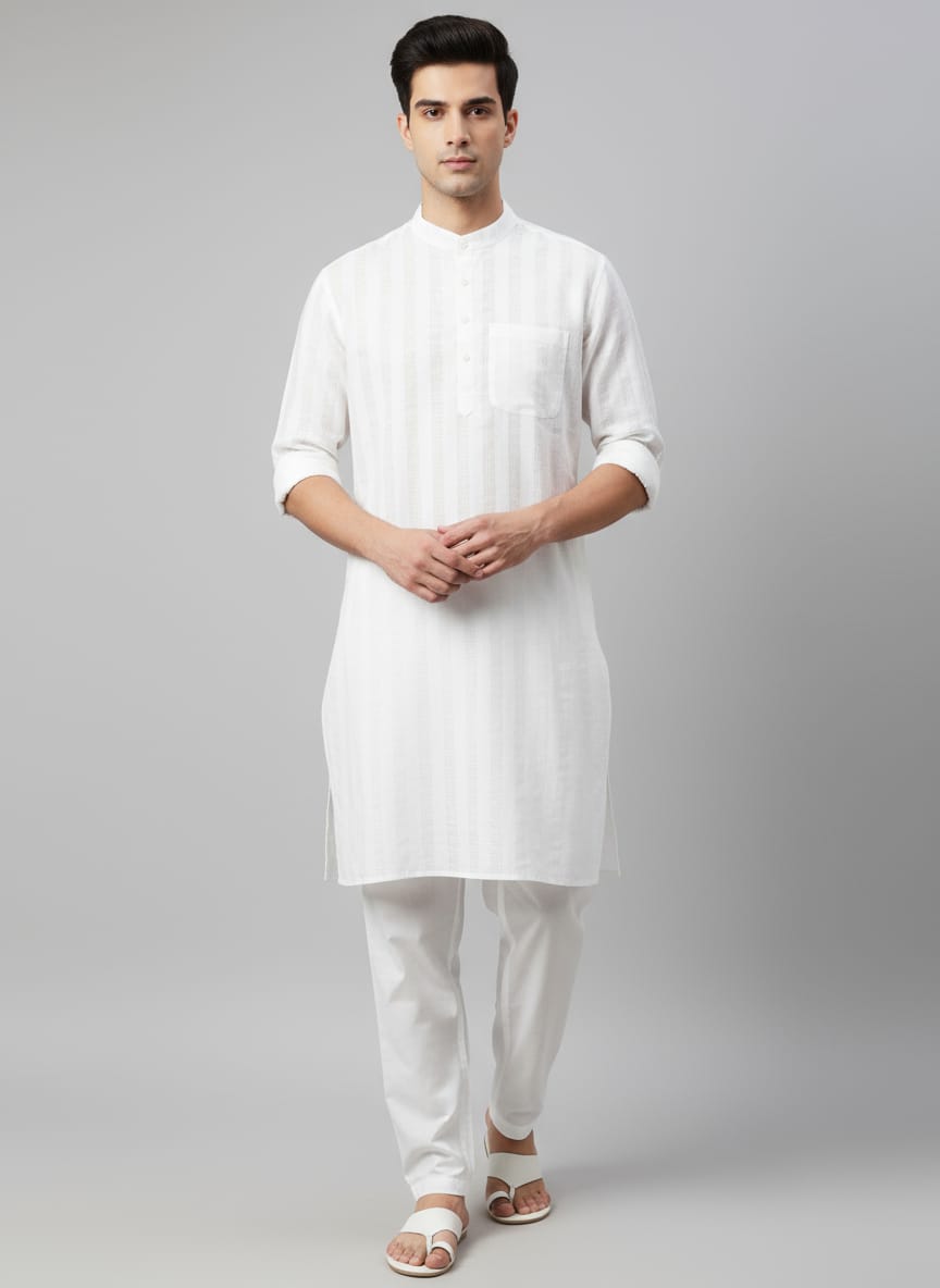 Men's Linen White Kurta