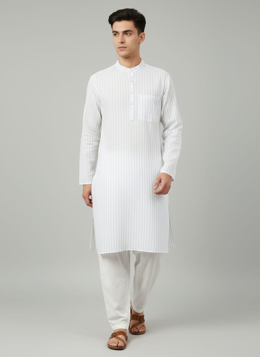 Men's Linen Striped Kurta