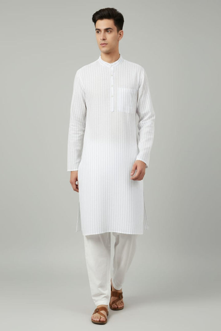 Translation missing: en.Men's Linen Cotton Striped Kurta