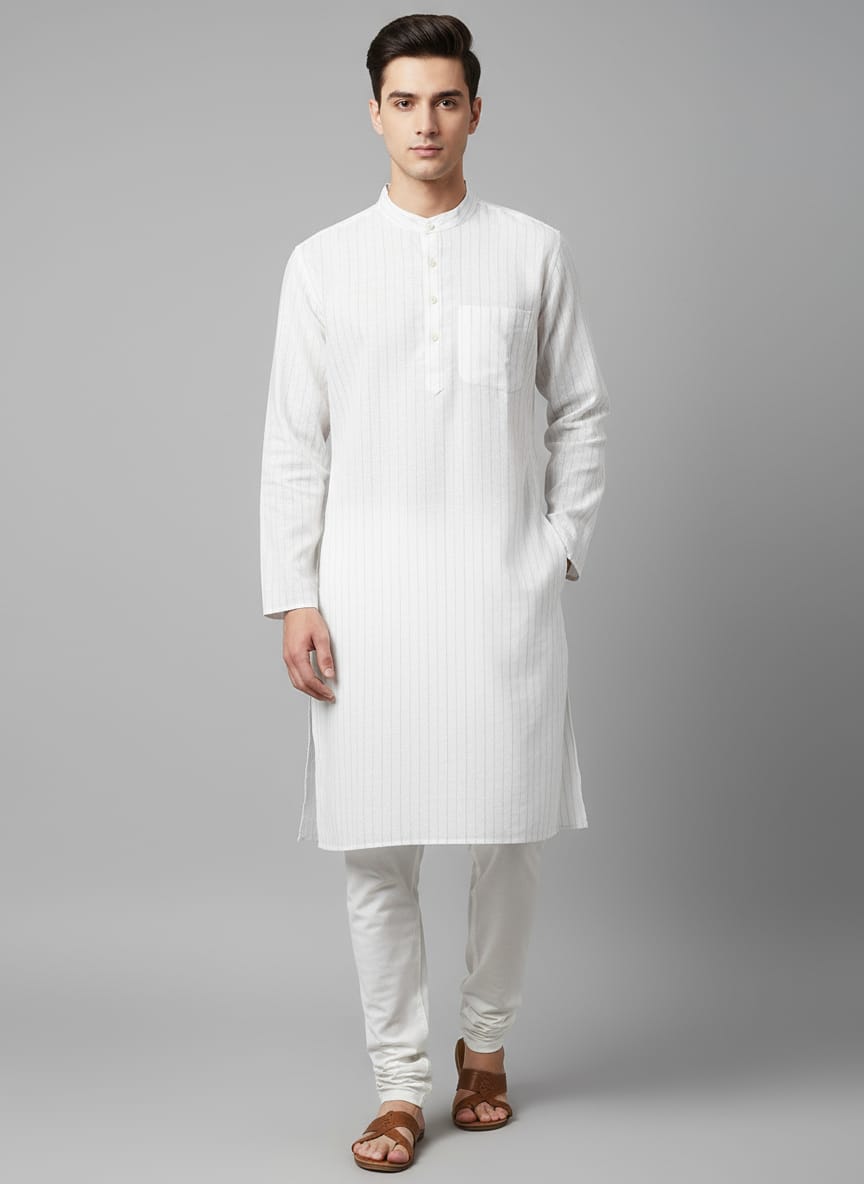 Men's Linen Striped Kurta