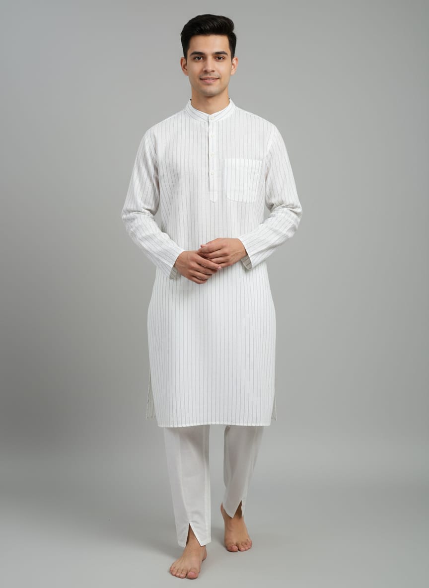 Men's Linen Striped Kurta