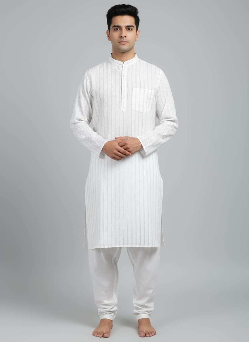 Men's Linen Striped Kurta