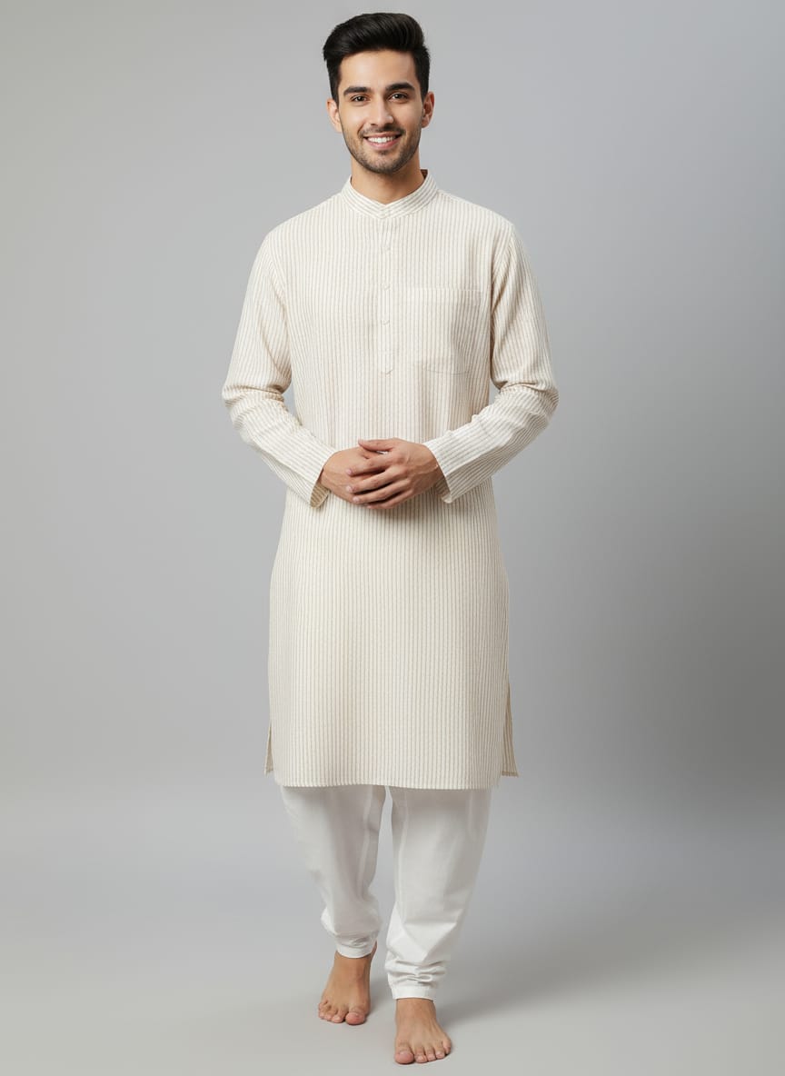 Men's Linen Striped Kurta