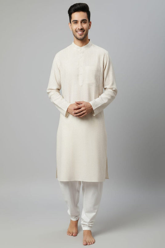 Translation missing: en.Men's Linen Cotton Striped Kurta