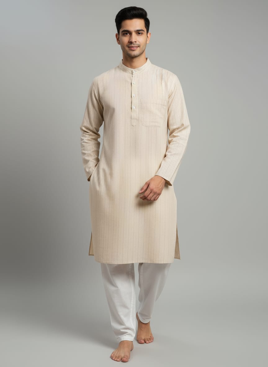 Men's Linen Striped Kurta