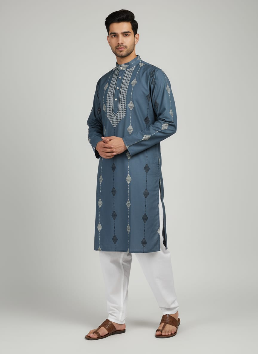 Embroidered kurta with Salwar