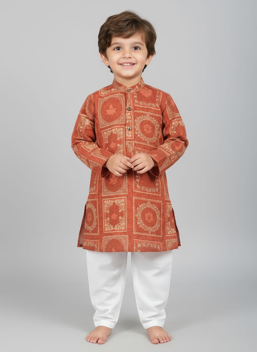 Kids Printed Kurta Pajama Set