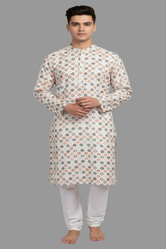 Translation missing: en.Chikankari Kurta with White Pant Cut Pajama