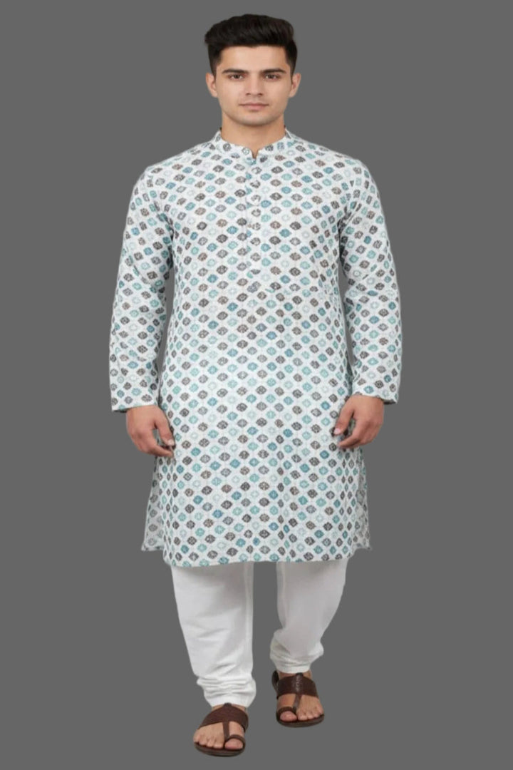 Translation missing: en.Chikankari Kurta with White Pant Cut Pajama