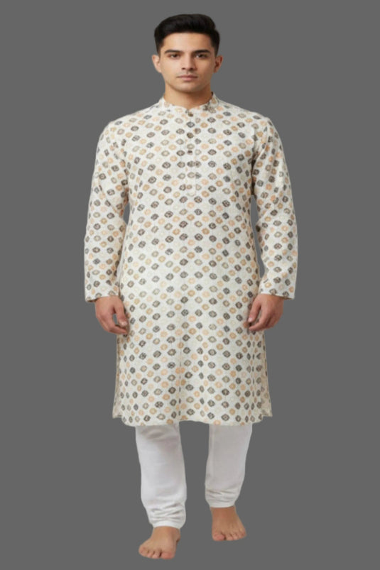 Translation missing: en.Chikankari Kurta with White Pant Cut Pajama
