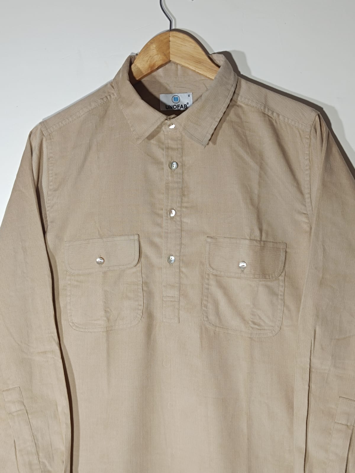 Corduroy Pathani Kurta with White Salwar