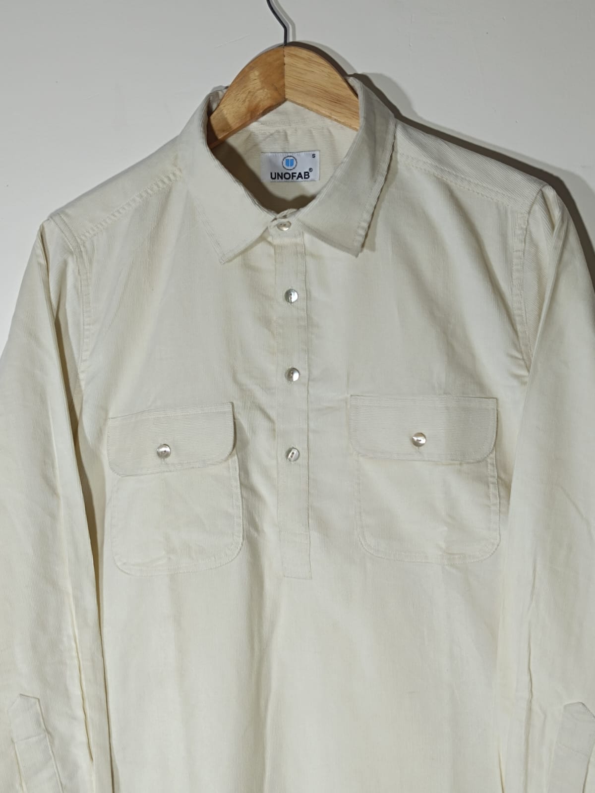 Corduroy Pathani Kurta with White Salwar