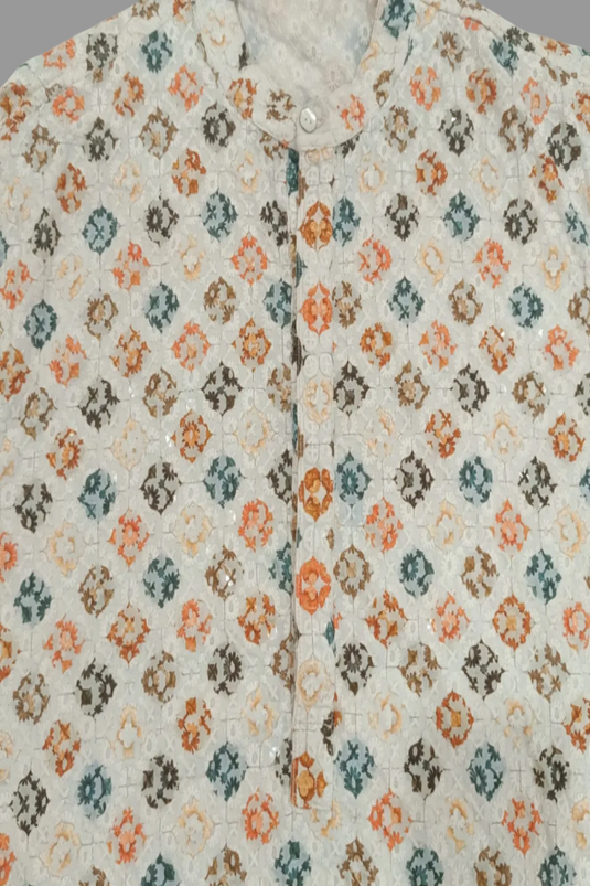 Translation missing: en.Chikankari Kurta with White Pant Cut Pajama