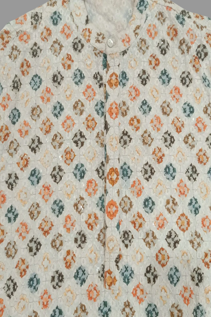 Translation missing: en.Chikankari Kurta with White Pant Cut Pajama