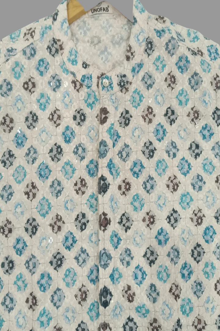 Translation missing: en.Chikankari Kurta with White Pant Cut Pajama