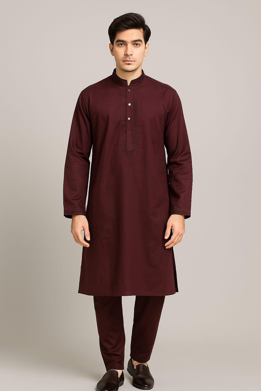 Embroidered Cotton Kurta Set