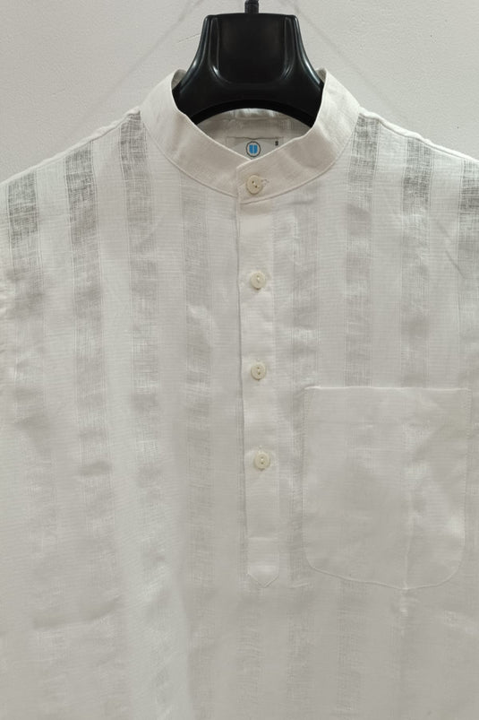 Translation missing: en.Men's Linen White Stripped Kurta
