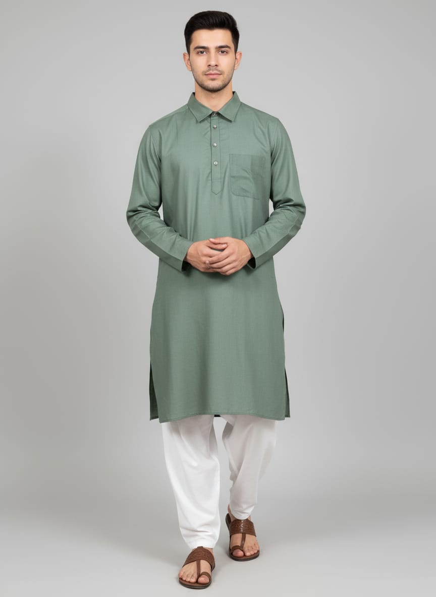 Pathani Kurta with White Salwar