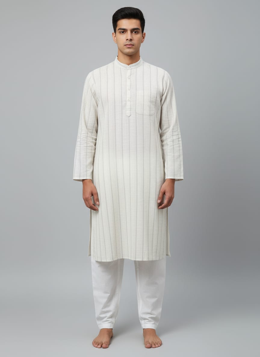 Men's Cotton Blend Striped Kurta