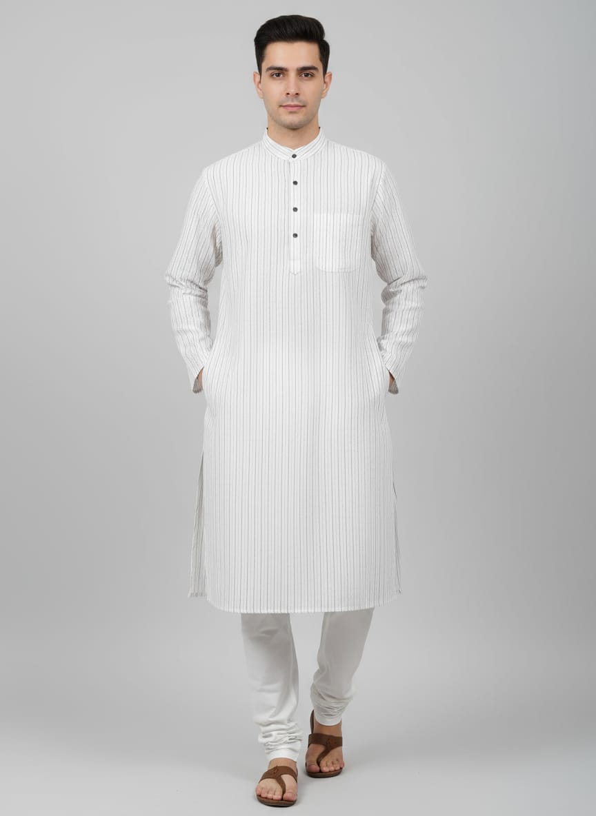 Men's Linen Striped Kurta