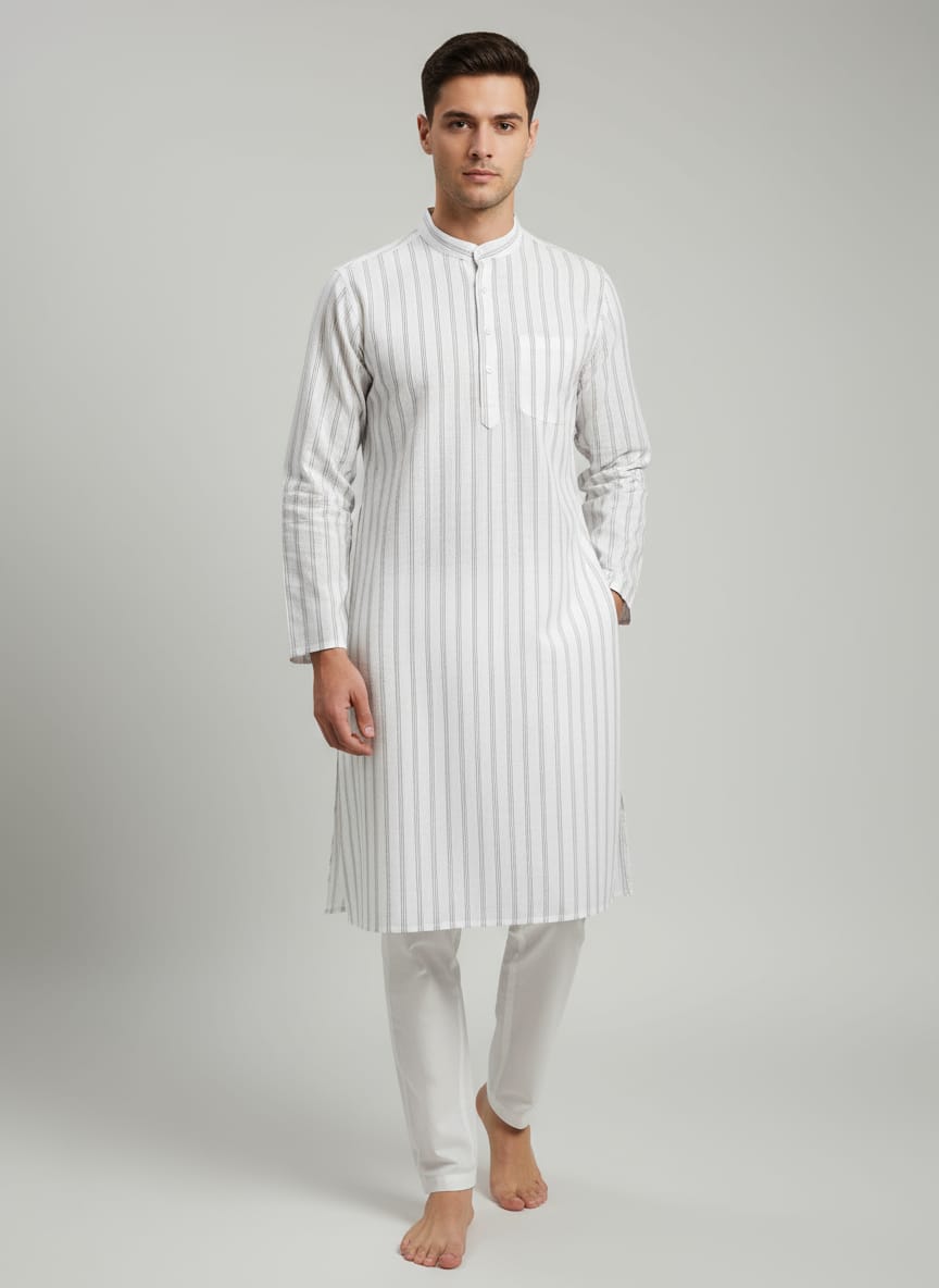 Men's Linen Striped Kurta