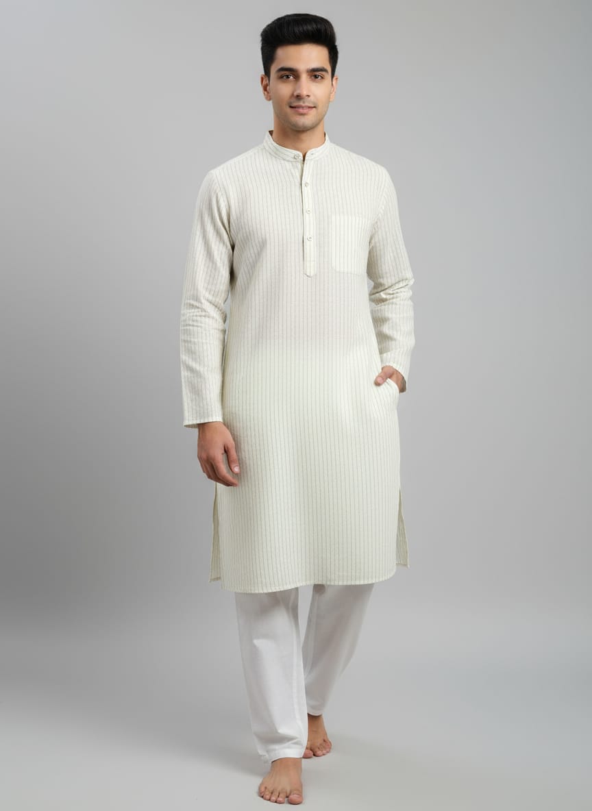 Men's Cotton Blend Striped Kurta