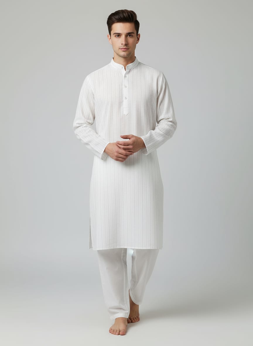Men's Linen Striped Kurta