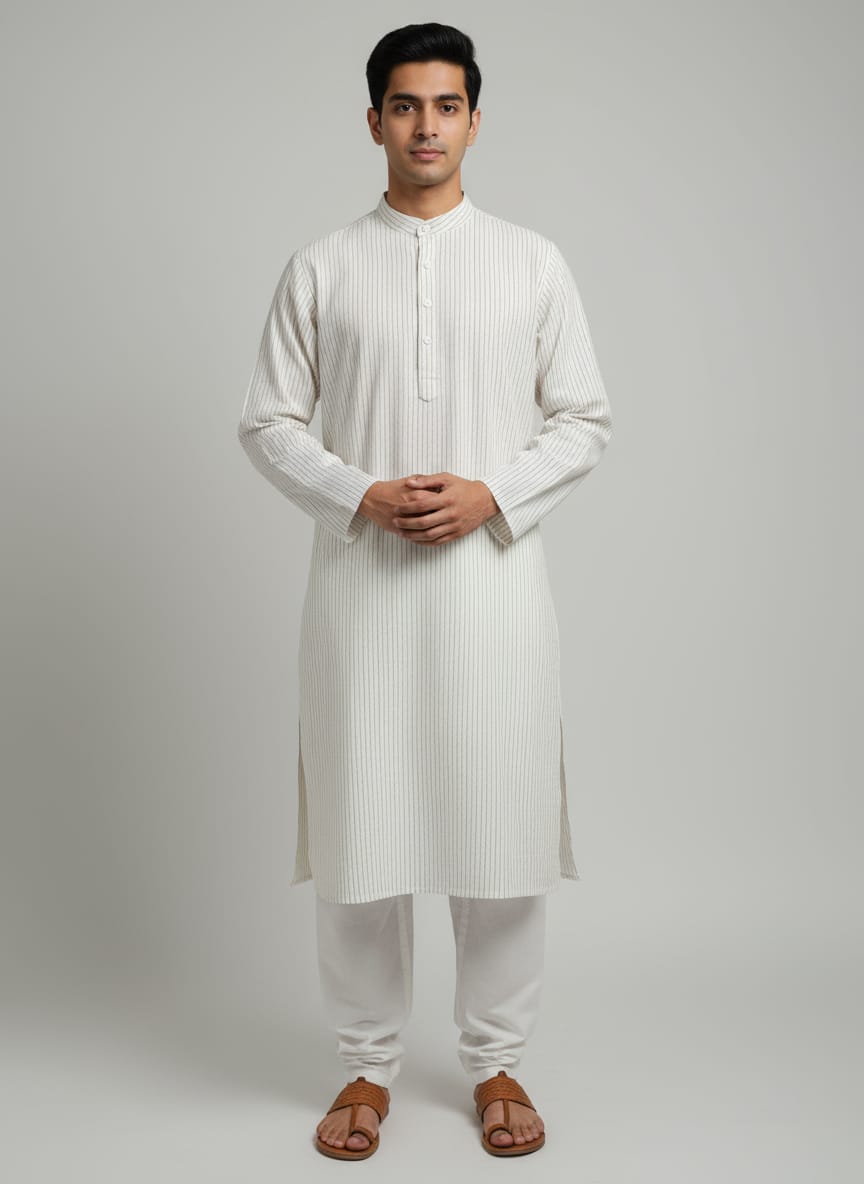 Men's Linen Striped Kurta