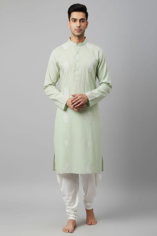 Translation missing: en.Embroidered Kurta with White Pant Cut Pajama